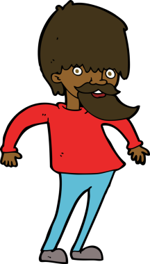 Çizgi film sakallı adam bir insan tarafından çizilmiş omuzlarını silkiyor.