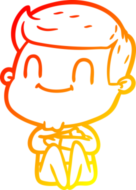 Bir insan tarafından çizilmiş, karikatür dostu bir adamın sıcak çizgi çizimi