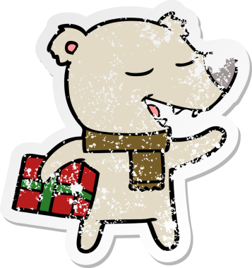 Bir insan tarafından çizilmiş karikatür ayısının sıkıntılı çıkartması.