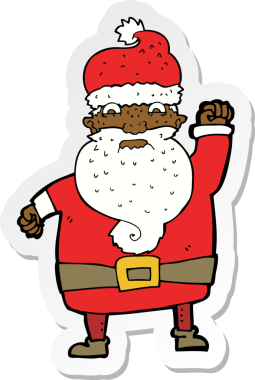 Bir insan tarafından çizilmiş kızgın Noel Baba çizgi filminin çıkartması.