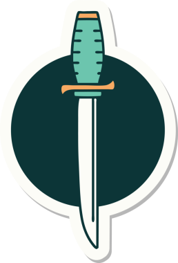 Bir insan tarafından çizilmiş geleneksel bir hançer stili dövme çıkartması.