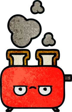 Bir insan tarafından çizilmiş bir tost makinesinin retro grunge doku karikatürü