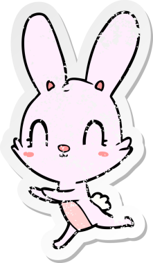 Bir insan tarafından çizilmiş şirin bir tavşanın sıkıntılı çıkartması.