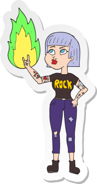 Bir insan tarafından çizilmiş bir rock kızının çıkartması.