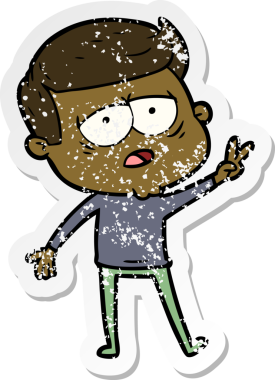 Bir insan tarafından çizilmiş yorgun bir çizgi filmin sıkıntılı çıkartması.