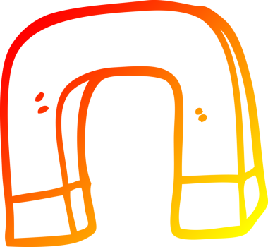 Bir insan tarafından çizilen çizgi film mıknatısının sıcak gradyan çizimi