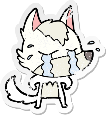 Bir insan tarafından çizilmiş ağlayan bir karikatür çıkartması.