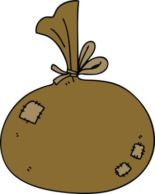 Bir insan tarafından çizilmiş garip bir çizgi film çuvalı.