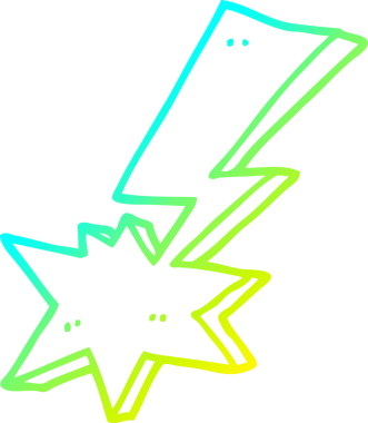 Bir insan tarafından çizilmiş bir çizgi film yıldırımının soğuk gradyan çizimi