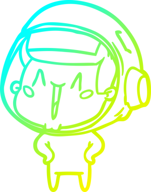 Bir insan tarafından çizilmiş mutlu bir astronotun soğuk gradyan çizimi.