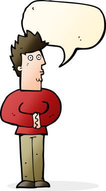 Bir insan tarafından çizilmiş konuşma balonlu sinirli bir adam.