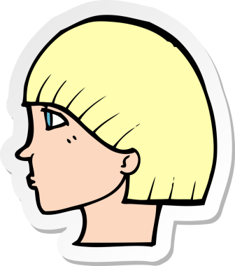 Bir insan tarafından çizilmiş karikatür yan profil yüzü etiketi