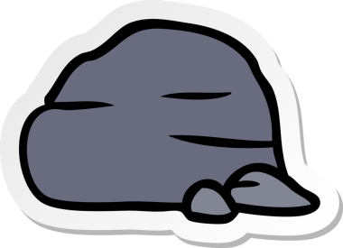 Bir insan tarafından çizilmiş taş ve çakıl taşlarından oluşan el yazısı karikatürü.