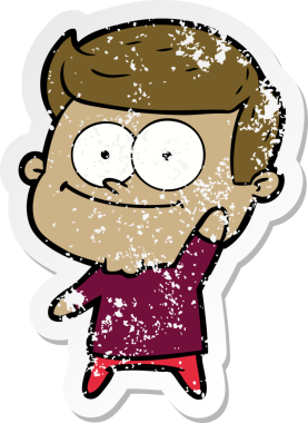 Bir insan tarafından çizilmiş mutlu bir adamın sıkıntılı çıkartması.