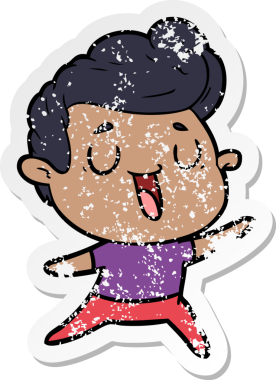 Bir insan tarafından çizilmiş mutlu bir çizgi film karakterinin sıkıntılı çıkartması.