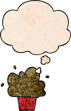 Bir insan tarafından çizilmiş grunge desenli düşünce baloncuklu çizgi film keki.