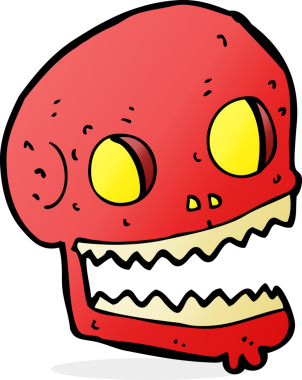 Bir insan tarafından çizilmiş ürkütücü bir kafatası.