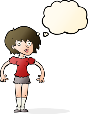 Bir insan tarafından çizilmiş düşünce balonlu bir karikatür.