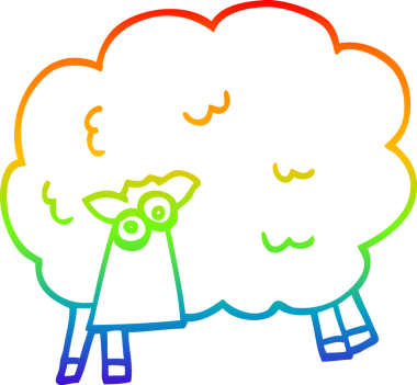 gökkuşağı gradyanı çizimi bir insan tarafından çizilmiş komik bir koyun