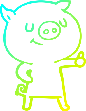 Bir insan tarafından çizilmiş mutlu çizgi film domuzu çizimi.