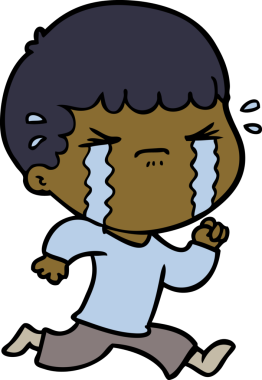 Bir insan tarafından çizilmiş ağlayan çizgi film adamı.