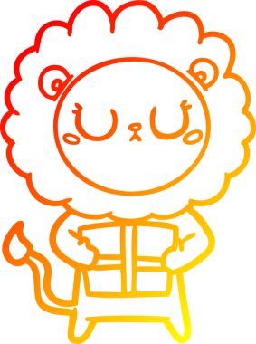 Bir insan tarafından çizilmiş bir karikatür aslanının sıcak çizgi çizimi.