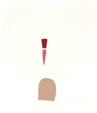 Mutlu küçük köpek düz renkli çizgi film bir insan tarafından çizildi.