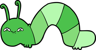 Bir insan tarafından çizilmiş mutlu bir tırtıl.