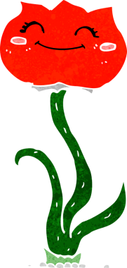 Bir insan tarafından çizilmiş karikatür çiçeği