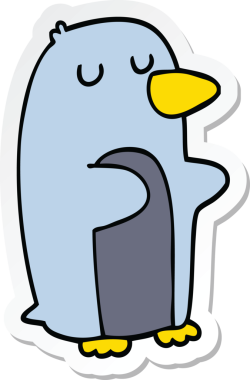 Bir insan tarafından çizilmiş karikatür pengueni çıkartması.