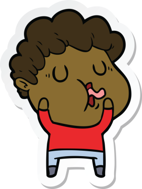 Bir insan tarafından çizilmiş bir karikatür adamın çıkartması.