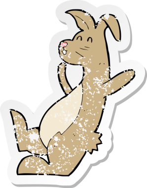 Bir insan tarafından çizilmiş karikatür tavşanın gerilmiş yapıştırması.