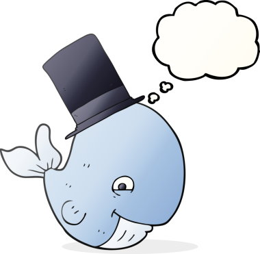 Bir insan tarafından çizilmiş balina şapkalı balina.