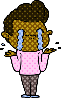 Bir insan tarafından çizilmiş ağlayan çizgi film adamı.