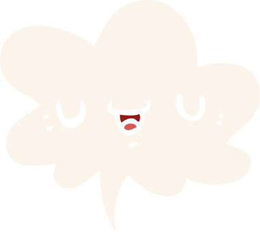 Bir insan tarafından çizilmiş eski usul konuşma baloncuklu mutlu çizgi film yüzü