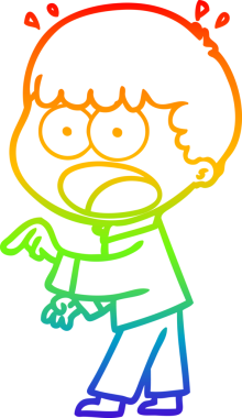 Gökkuşağı gradyan çizgi çizimi bir insan tarafından çizilmiş şok bir adam