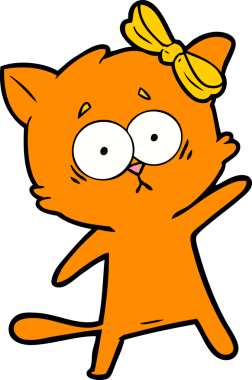 Bir insan tarafından çizilmiş çizgi film kedisi.