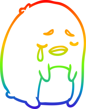 Bir insan tarafından çizilmiş ağlayan bir penguen çizimi