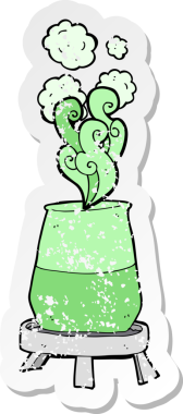 Bir insan tarafından çizilen karikatür bilim deneyinin gerilimli retro yapıştırması