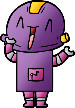 Bir insan tarafından çizilmiş çizgi film robotu