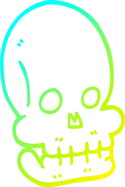 Bir insan tarafından çizilmiş komik bir kafatası çizimi.