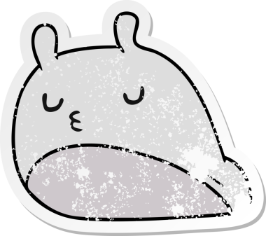 Kederli çıkartma çizimi kawaii şişman sümüklü böcek bir insan tarafından çizilmiş.