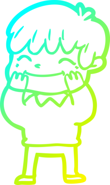 Bir çizgi film karakteri çizen soğuk çizgi bir insan tarafından çizilmiş mutlu çocuk.