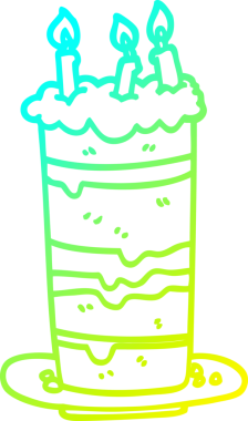 Bir insan tarafından çizilmiş bir doğum günü pastasının soğuk gradyan çizimi