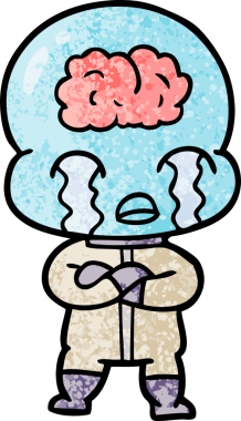 Bir insan tarafından çizilmiş koca beyinli bir uzaylı ağlaması.