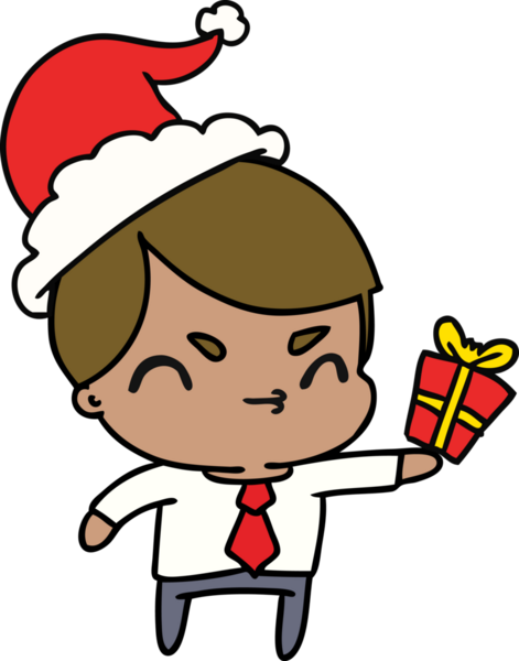 Bir insan tarafından çizilmiş Kawaii çocuğunun el çizimi Noel karikatürü.