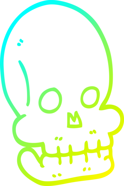 Bir insan tarafından çizilmiş komik bir kafatası çizimi.