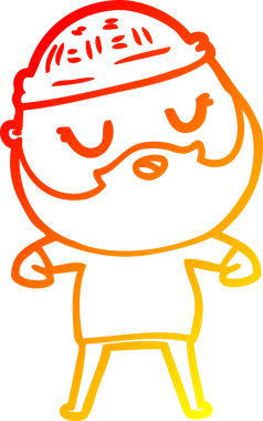 Bir insan tarafından çizilmiş sakallı bir çizgi film karakteri.