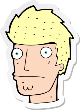 Bir insan tarafından çizilmiş gergin bir adamın çıkartması.