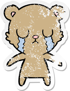 Bir insan tarafından çizilmiş ağlayan çizgi film ayısının sıkıntılı çıkartması.